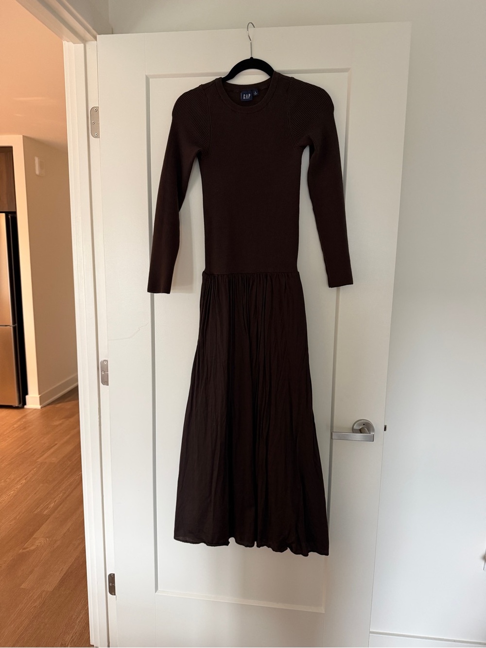 GAP Brown Long Sleeve Mixed Maxi Dress